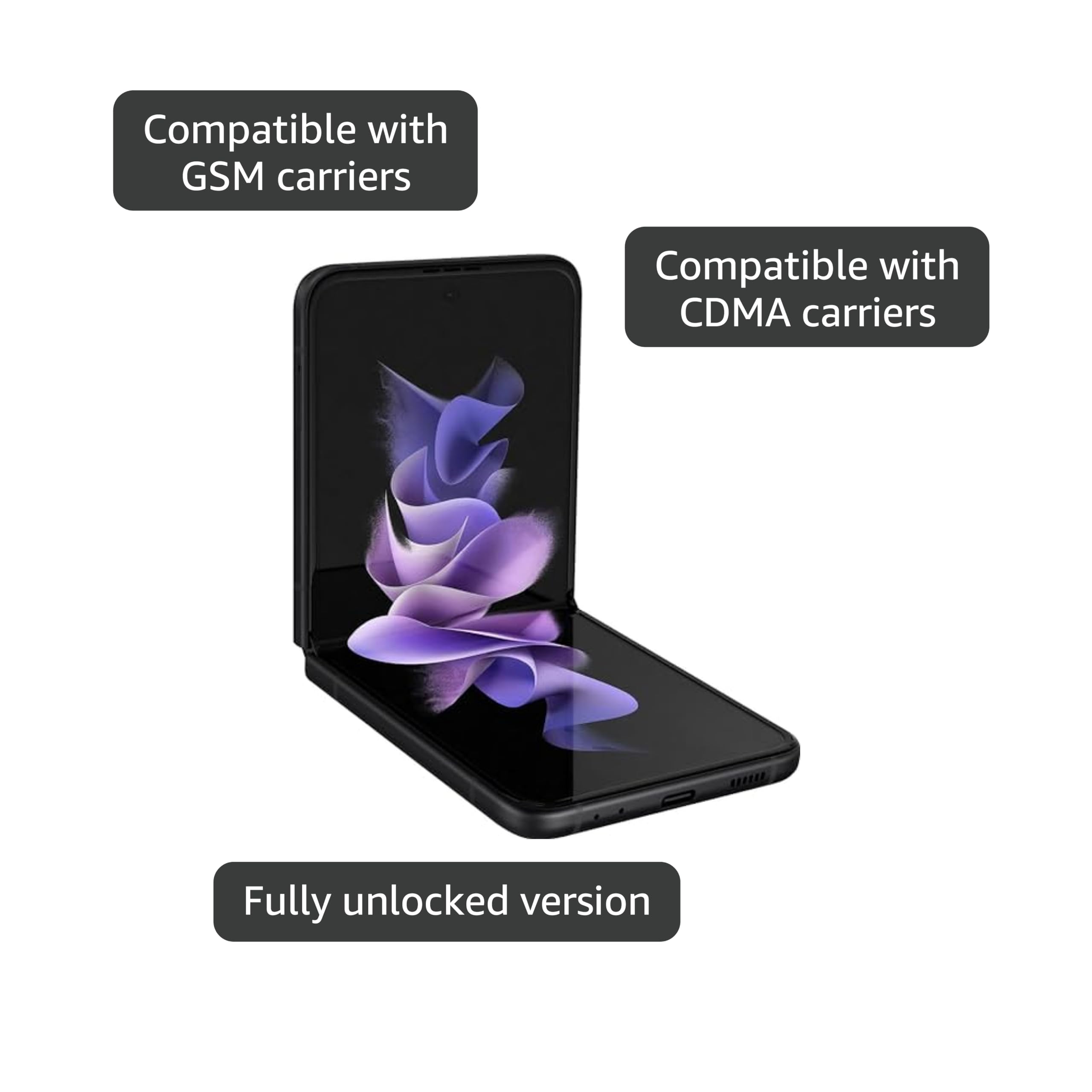 Amazon.com: Samsung Galaxy Z Flip 3 5G, US Version, 256GB, Phantom